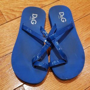 DOLCE & GABBANA JUNIOR BLUE FLIP FLOPS SIZE 10